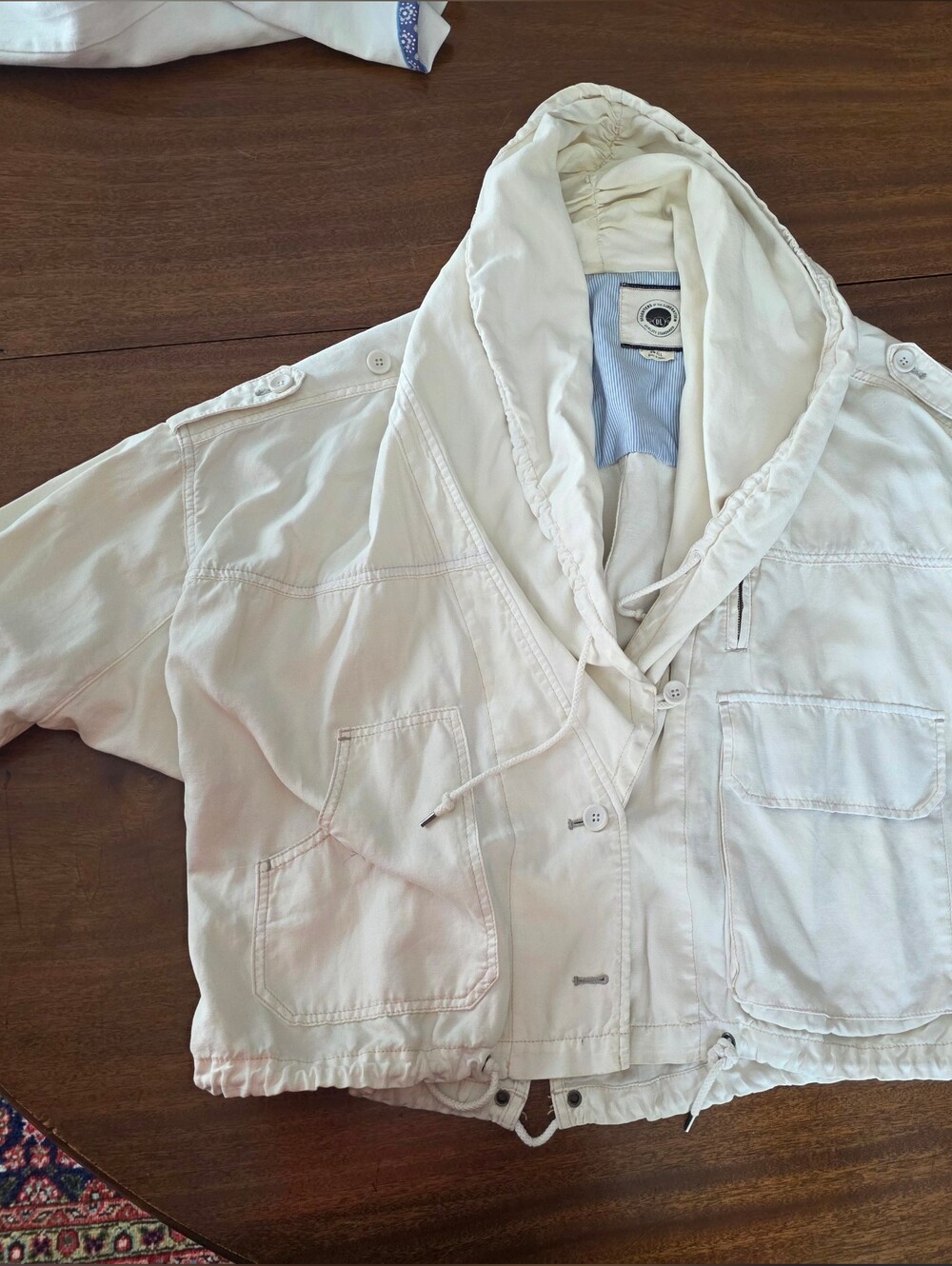 Daughters of the Liberation Anthropologie Off-White Cream Utility Anorak Jacket